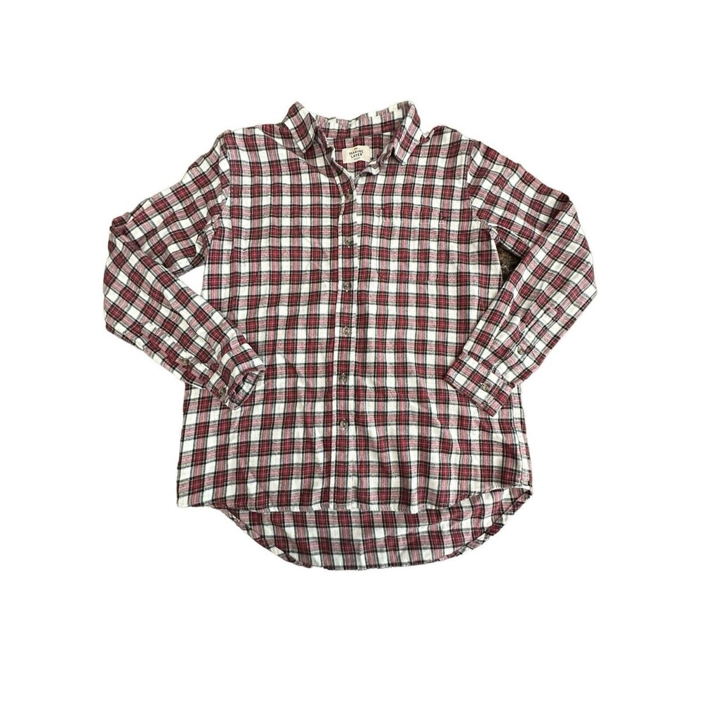 Marine Layer Shirt Women’s Sz Medium Red Check Plaid Collared Flannel Top #I7-1
